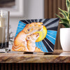 Lioness Mother And The Cub Retro Stripe Ink Art Ceramic Photo Tile 6 × 8 / Glossy Home Decor