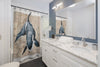 Lone Orca Killer Whale Beige Vintage Map Shower Curtain Home Decor
