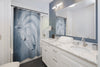 Lusitano Horse Stallion Portrait Oil Painting In Blue Shower Curtain Home Decor