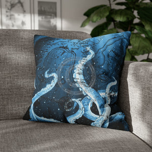 Midnight Octopus Kraken Tentacles Ink Map Art Spun Polyester Square Pillow Case 20 × Home Decor