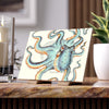 Mint Green Teal Octopus Ink Art Ceramic Photo Tile 6 × 8 / Matte Home Decor