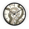 Modern Bold Tentacles Kraken Human Made Original Art Beige Octopus Artwork Wall Clock Black /