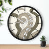 Modern Bold Tentacles Kraken Human Made Original Art Beige Octopus Artwork Wall Clock Home Decor