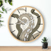 Modern Bold Tentacles Kraken Human Made Original Art Beige Octopus Artwork Wall Clock Home Decor