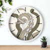 Modern Bold Tentacles Kraken Human Made Original Art Beige Octopus Artwork Wall Clock Home Decor
