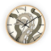 Modern Bold Tentacles Kraken Human Made Original Art Beige Octopus Artwork Wall Clock Wooden /