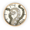 Modern Bold Tentacles Kraken Human Made Original Art Beige Octopus Artwork Wall Clock Wooden /