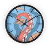 Modern Bold Tentacles Kraken Sea Human Made Original Art Orange Red Octopus Artwork Wall Clock