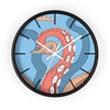 Modern Bold Tentacles Kraken Sea Human Made Original Art Orange Red Octopus Artwork Wall Clock