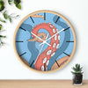 Modern Bold Tentacles Kraken Sea Human Made Original Art Orange Red Octopus Artwork Wall Clock Home