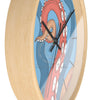Modern Bold Tentacles Kraken Sea Human Made Original Art Orange Red Octopus Artwork Wall Clock Home