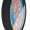 Modern Bold Tentacles Kraken Sea Human Made Original Art Orange Red Octopus Artwork Wall Clock Home