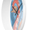 Modern Bold Tentacles Kraken Sea Human Made Original Art Orange Red Octopus Artwork Wall Clock Home