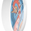 Modern Bold Tentacles Kraken Sea Human Made Original Art Orange Red Octopus Artwork Wall Clock Home