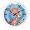 Modern Bold Tentacles Kraken Sea Human Made Original Art Orange Red Octopus Artwork Wall Clock Home