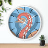 Modern Bold Tentacles Kraken Sea Human Made Original Art Orange Red Octopus Artwork Wall Clock Home