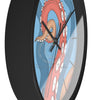 Modern Bold Tentacles Kraken Sea Human Made Original Art Orange Red Octopus Artwork Wall Clock Home
