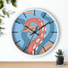 Modern Bold Tentacles Kraken Sea Human Made Original Art Orange Red Octopus Artwork Wall Clock