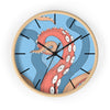 Modern Bold Tentacles Kraken Sea Human Made Original Art Orange Red Octopus Artwork Wall Clock