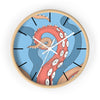 Modern Bold Tentacles Kraken Sea Human Made Original Art Orange Red Octopus Artwork Wall Clock