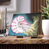 Nautilus Octopus Blue Yellow Stippling Black Ink Art Ceramic Photo Tile 6 × 8 / Matte Home Decor