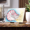 Nautilus Octopus Blue Yellow Stippling Ink Art Ceramic Photo Tile 6 × 8 / Glossy Home Decor