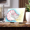Nautilus Octopus Blue Yellow Stippling Ink Art Ceramic Photo Tile 6 × 8 / Matte Home Decor