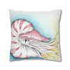 Nautilus Octopus Stippling White Ink Art Spun Polyester Square Pillow Case Home Decor