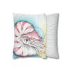 Nautilus Octopus Stippling White Ink Art Spun Polyester Square Pillow Case Home Decor