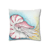 Nautilus Octopus Stippling White Ink Art Spun Polyester Square Pillow Case Home Decor