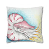 Nautilus Octopus Stippling White Ink Art Spun Polyester Square Pillow Case Home Decor