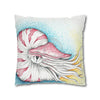 Nautilus Octopus Stippling White Ink Art Spun Polyester Square Pillow Case Home Decor