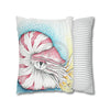 Nautilus Octopus Stippling White Ink Art Spun Polyester Square Pillow Case Home Decor