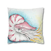 Nautilus Octopus Stippling White Ink Art Spun Polyester Square Pillow Case Home Decor