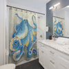 Ocean Blue Octopus Watercolor Art Shower Curtain Home Decor