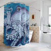 Ocean Deep Blue Octopus Shower Curtain 71’’ × 74’’ Home Decor