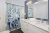 Octopus Algae Blue Watercolor Shower Curtain Home Decor