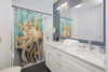 Octopus Algae Teal Watercolor Shower Curtain Home Decor