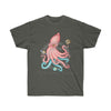 Octopus And The Planets Salmon Teal Dark Unisex Ultra Cotton Tee Charcoal / S T-Shirt
