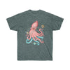 Octopus And The Planets Salmon Teal Dark Unisex Ultra Cotton Tee Heather / S T-Shirt