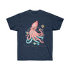Octopus And The Planets Salmon Teal Dark Unisex Ultra Cotton Tee Navy / S T-Shirt