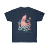 Octopus And The Planets Salmon Teal Dark Unisex Ultra Cotton Tee Navy / S T-Shirt
