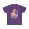 Octopus And The Planets Salmon Teal Dark Unisex Ultra Cotton Tee Purple / S T-Shirt