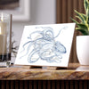 Octopus Blue Dance Ink On White Art Ceramic Photo Tile 6 × 8 / Matte Home Decor