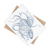 Octopus Blue Dance Ink On White Art Ceramic Photo Tile Home Decor