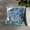 Octopus Blue Vintage Map Art Spun Polyester Square Pillow Case 14 × Home Decor