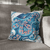 Octopus Blue Vintage Map Art Spun Polyester Square Pillow Case 16 × Home Decor