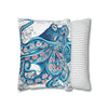 Octopus Blue Vintage Map Art Spun Polyester Square Pillow Case Home Decor