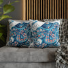 Octopus Blue Vintage Map Art Spun Polyester Square Pillow Case Home Decor