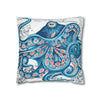 Octopus Blue Vintage Map Art Spun Polyester Square Pillow Case Home Decor